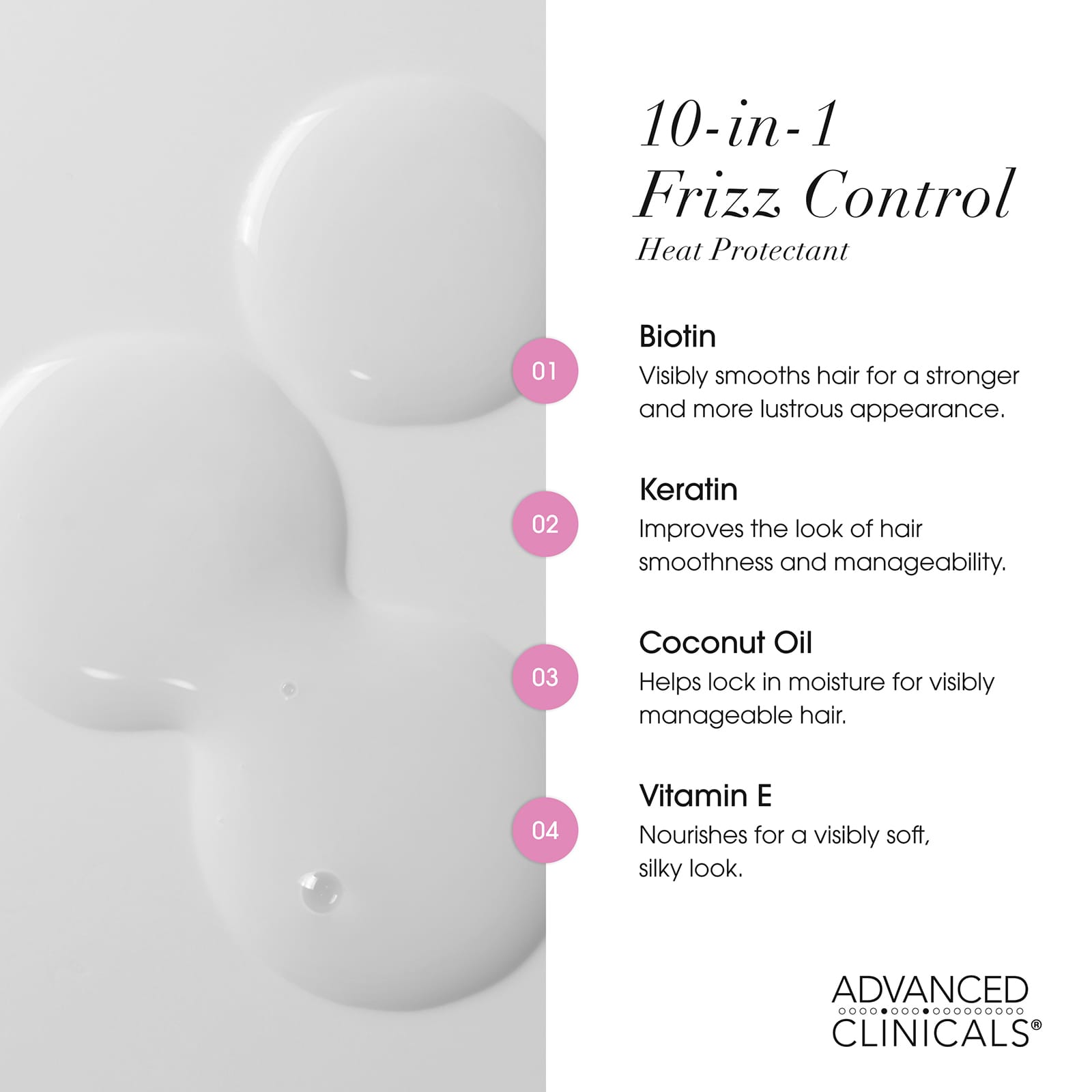 Advanced Clinicals 10-in-1 Frizz Control Heat Protectant 222 ml (7.5 fl oz) - view 6